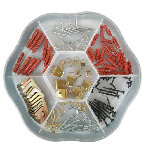 قلاب و پیچ و رولپلاک مدل PG5 مجموعه 100 عددی به همراه جعبه نظم دهنده