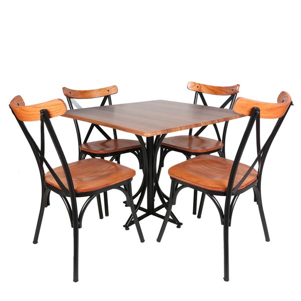 میز و صندلی ناهارخوری چهار نفره مدل تونت لهستانی پایه فلزی MCH