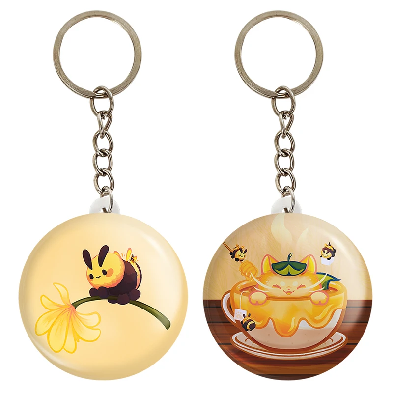 جاکلیدی خندالو مدل زنبور و گربه حیوانات بامزه کد 2105421063 مجموعه 2 عددی