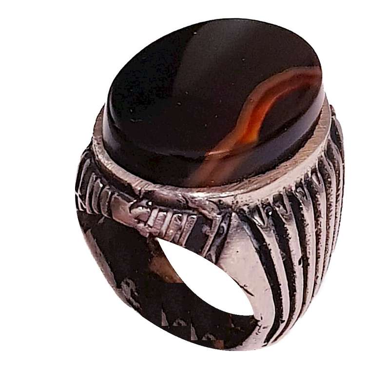 انگشتر نقره مردانه مدل عقیق شفت العبد یمنی عبدالرزاقی