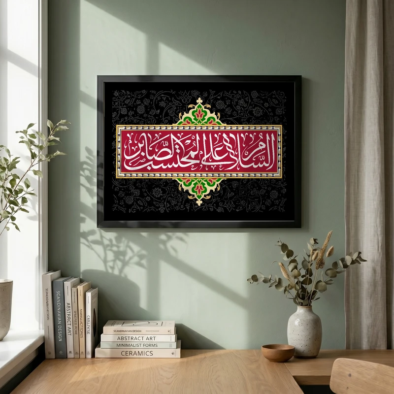 تابلو طرح السلام علی المحتسب الصابر مدل G13886 فریم مشکی