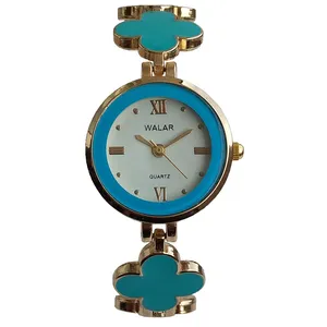 ساعت مچی عقربه ای دخترانه والار مدل بندفلزی ظریف طرح گل کد 1212