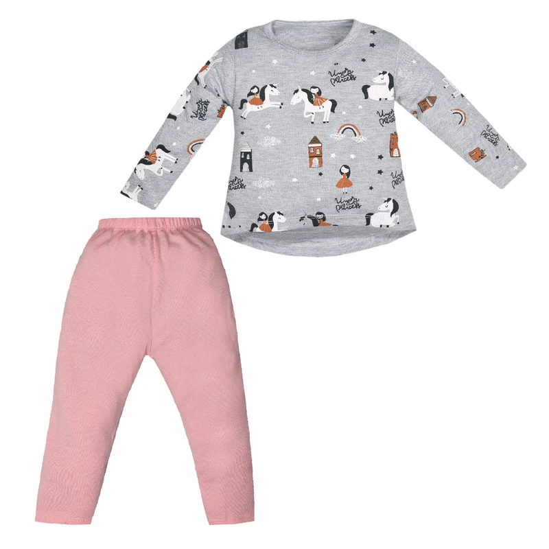 ست تی شرت و شلوار دخترانه مدل اسب تک شاخ کد 102