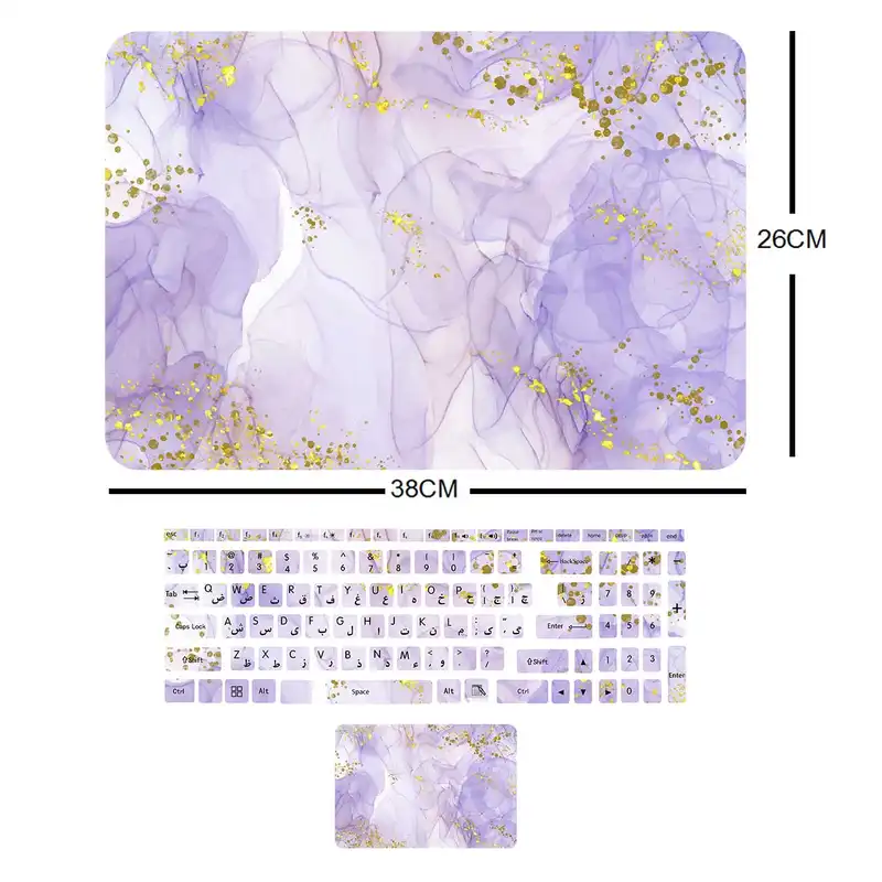 استیکر لپ تاپ مدل marbel کد 12 مناسب برای لپ تاپ 15 تا 17 اینچ به همراه برچسب حروف فارسی کیبورد