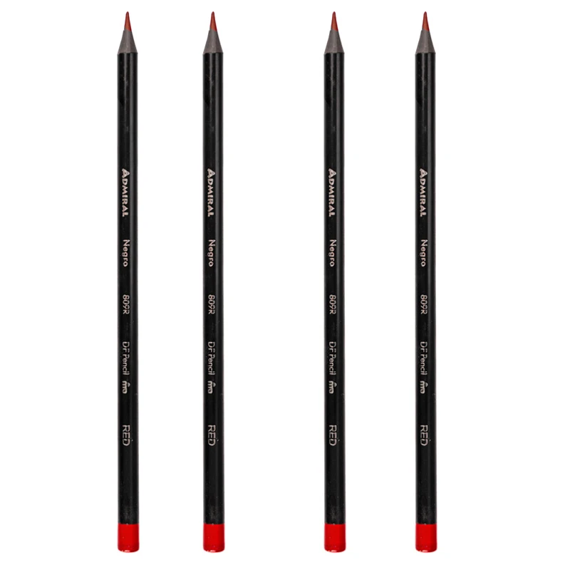 مداد قرمز آدمیرال با درجه سختی HB مدل چوب کد 809R بسته 4 عددی