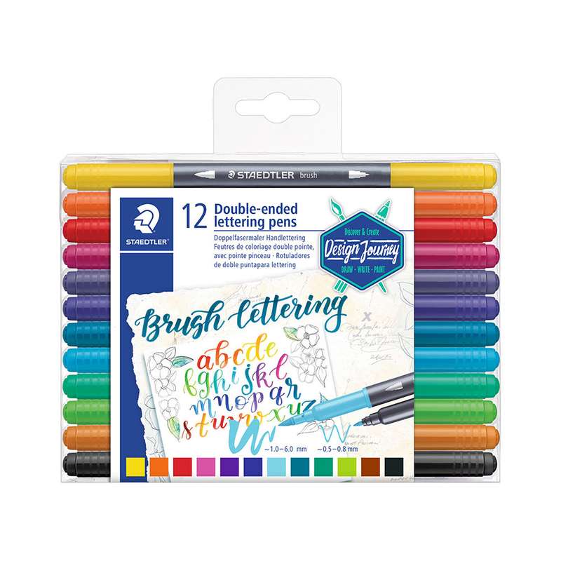 ماژیک رنگ آمیزی 12 رنگ استدلر مدل Lettering Pen