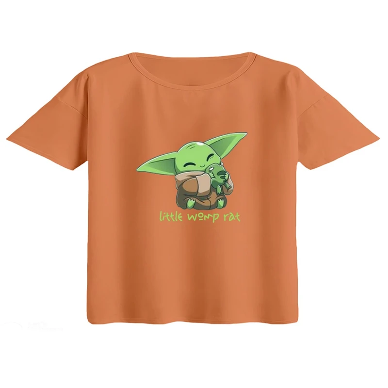 کراپ تی‌شرت آستین کوتاه زنانه مدل بیبی یودا کد۶