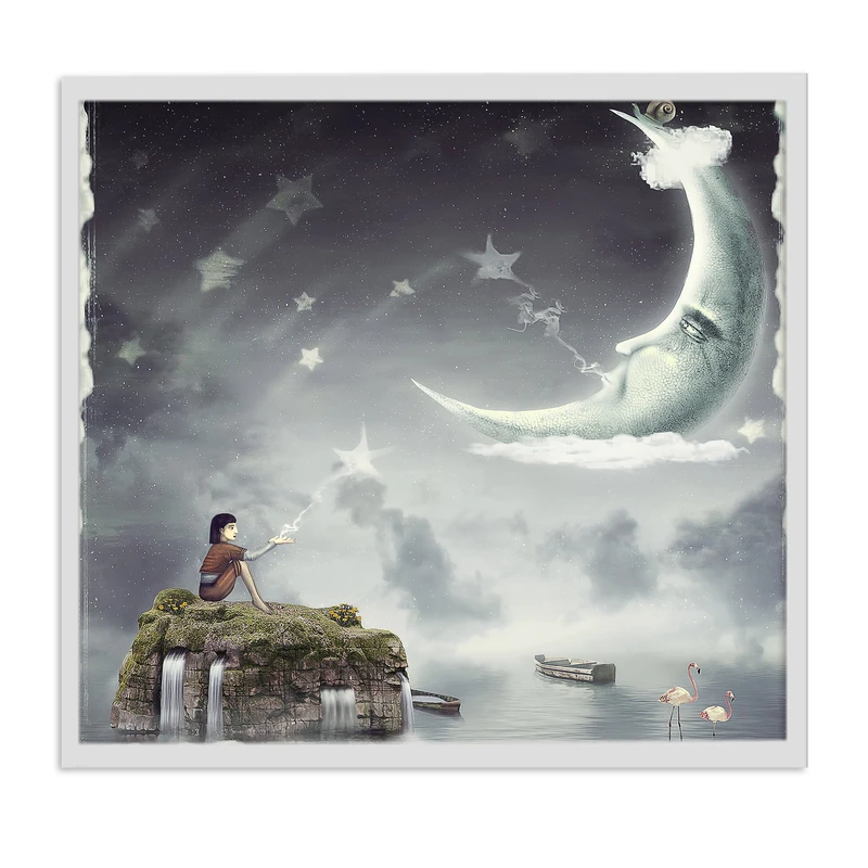 تابلو بکلیت طرح ماه و ستاره کودکانه مدل W-s780