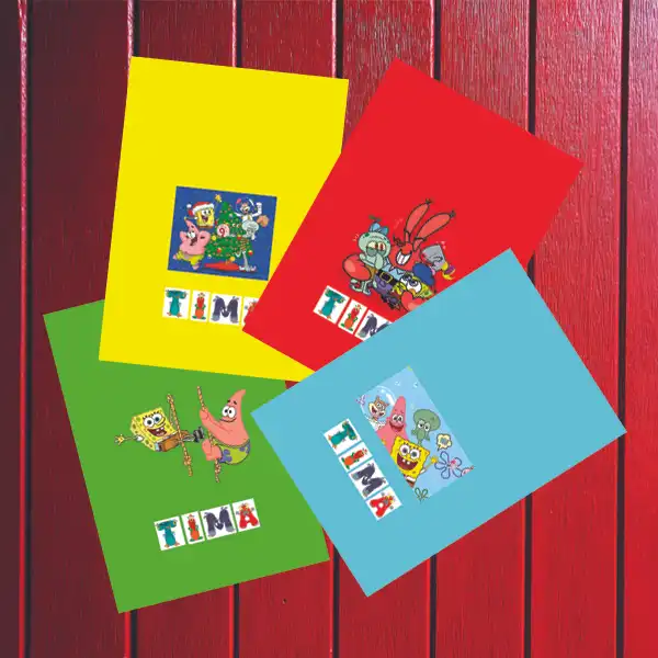 دفتر نقاشی تیما مدل باب اسفنجی به همراه جامدادی مجموعه 5 عددی