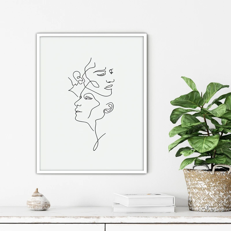 تابلو آتریسا طرح لاین آرت مدرن مدل ATFL28 فریم سفید