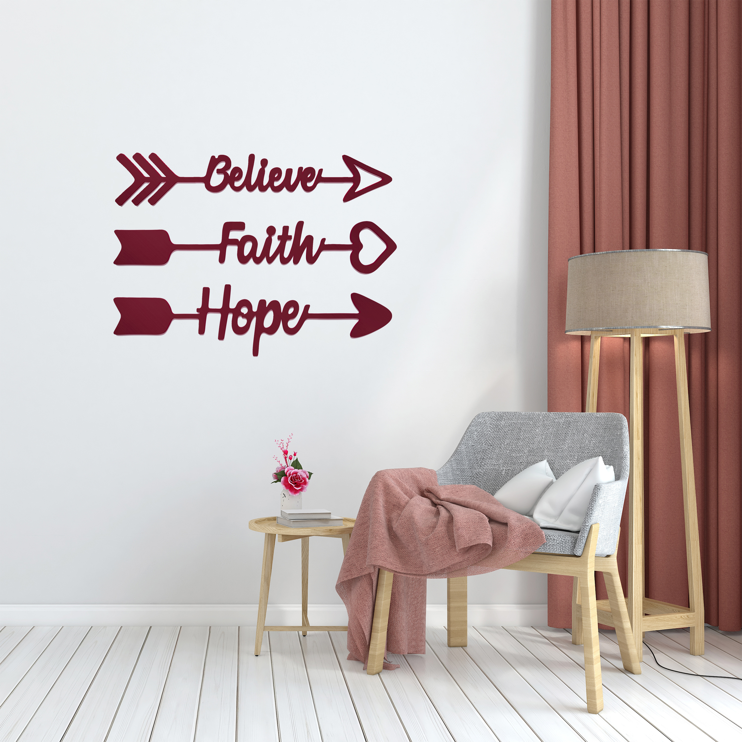 دیوارکوب آرتافرین مدل Believe Faith Hope مجموعه 3 عددی