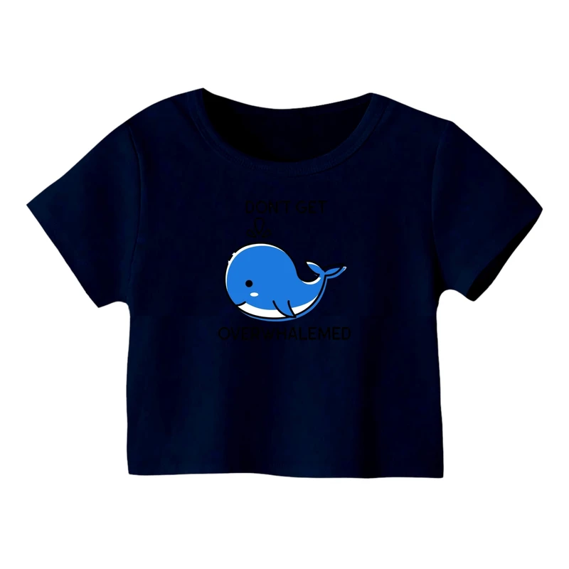 کراپ‌ تی‌شرت آستین کوتاه زنانه مدل نهنگ کد 1