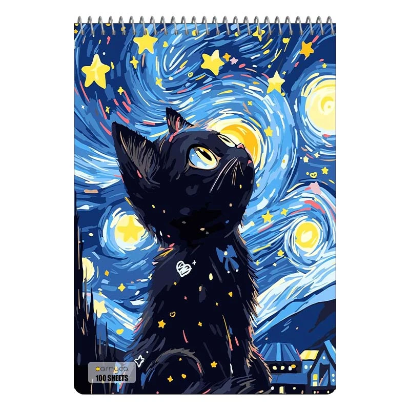 دفتر شطرنجی 100 برگ کارنیکا طرح شب پرستاره فانتزی ون گوگ Fantasy Starry Night Van Gogh کد 75273