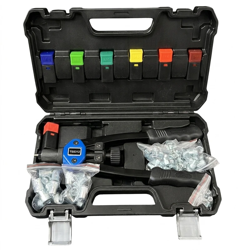 ابزار مهره پرچکن دستی مدل Tss312 سایز 3,4,5,6,8,10,12 میلیمتر مجموعه 8 عددی