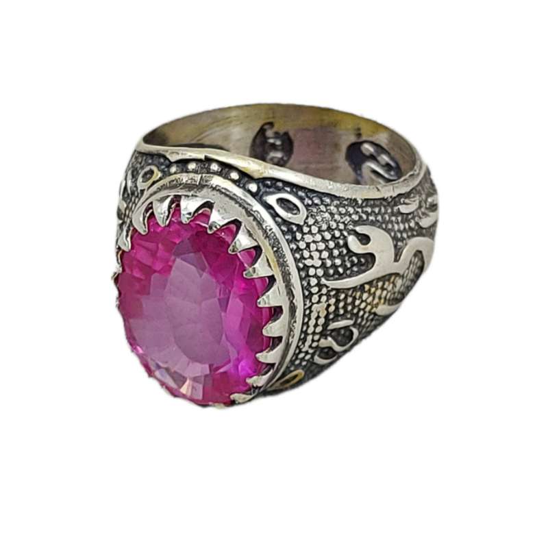 انگشتر نقره مردانه مدل یاقوت پوست پیازی 