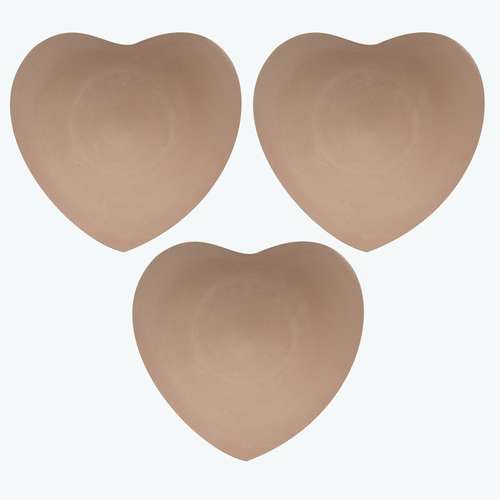 بشقاب دیوارکوب سفالی خام طرح قلب مجموعه 3 عددی