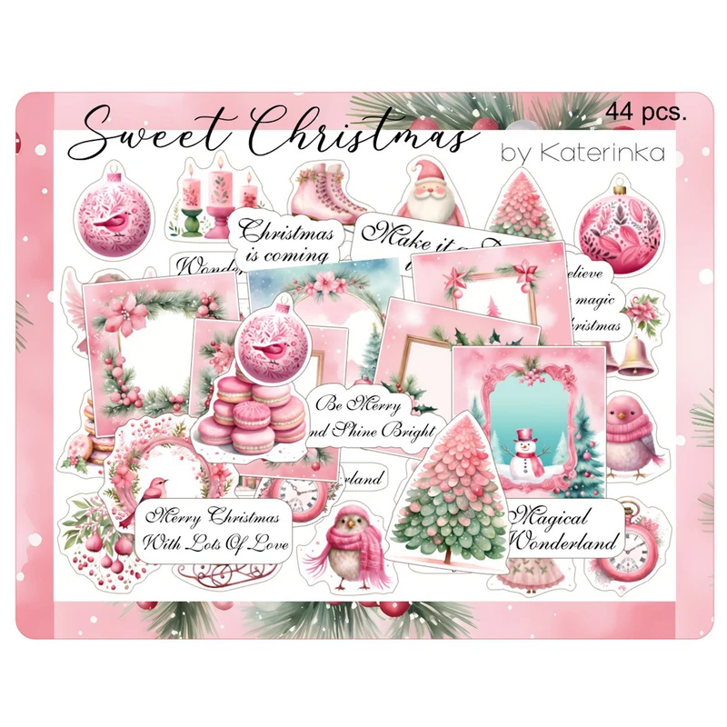 برچسب کاترینکا طرح برش خورده بولت ژورنال و اسکرپ بوک مدل Sweet Christmas بسته 44 عددی