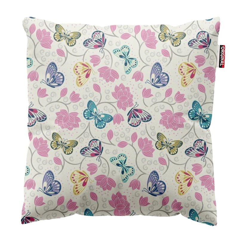  کوسن پاد آفرین طرح پروانه و گل کد 3526 سایز 40*40 سانتی متر