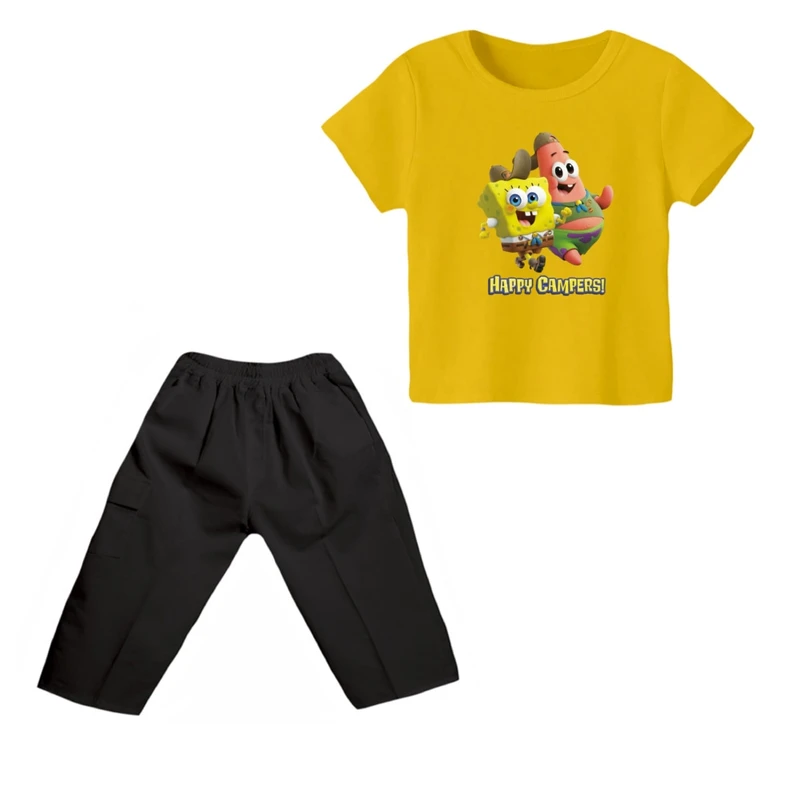 ست تی شرت و شلوارک پسرانه مدل باب اسفنجی کد ۲