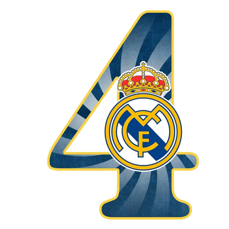    استند رومیزی تولد مدل عدد 4 طرح رئال مادرید کد 734