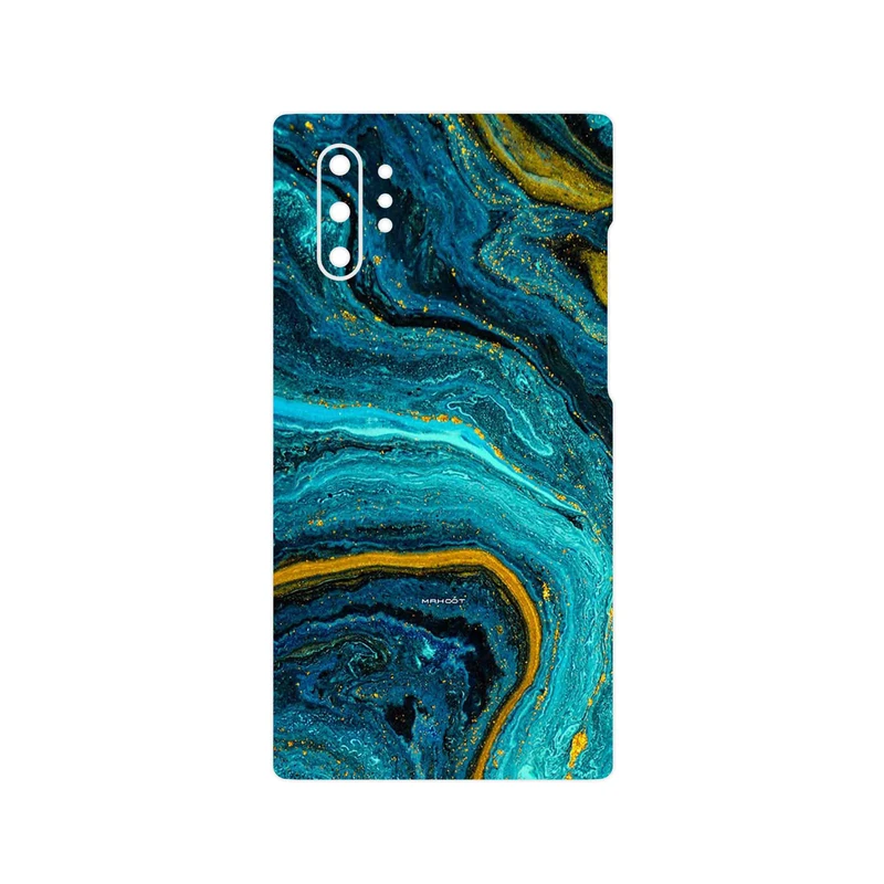 برچسب پوششی ماهوت مدل Turquoise marblewith golden streaks مناسب برای گوشی موبایل سامسونگ Galaxy Note 10 Plus