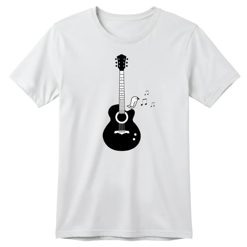 تی‌شرت آستین کوتاه بچگانه مدل گیتار و پرنده کد p1 