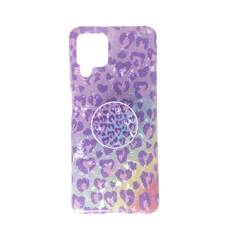 کاور مدل یخی طرح پلنگی مناسب برای گوشی موبایل سامسونگ Galaxy A22 4G / M22 / M32 4G به همراه پاپ سوکت