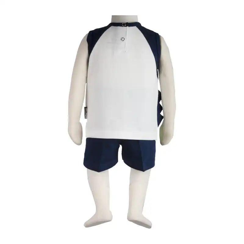 ست تی شرت و شلوارک نوزادی آدمک مدل تمساح کد 230001 رنگ سرمه ای