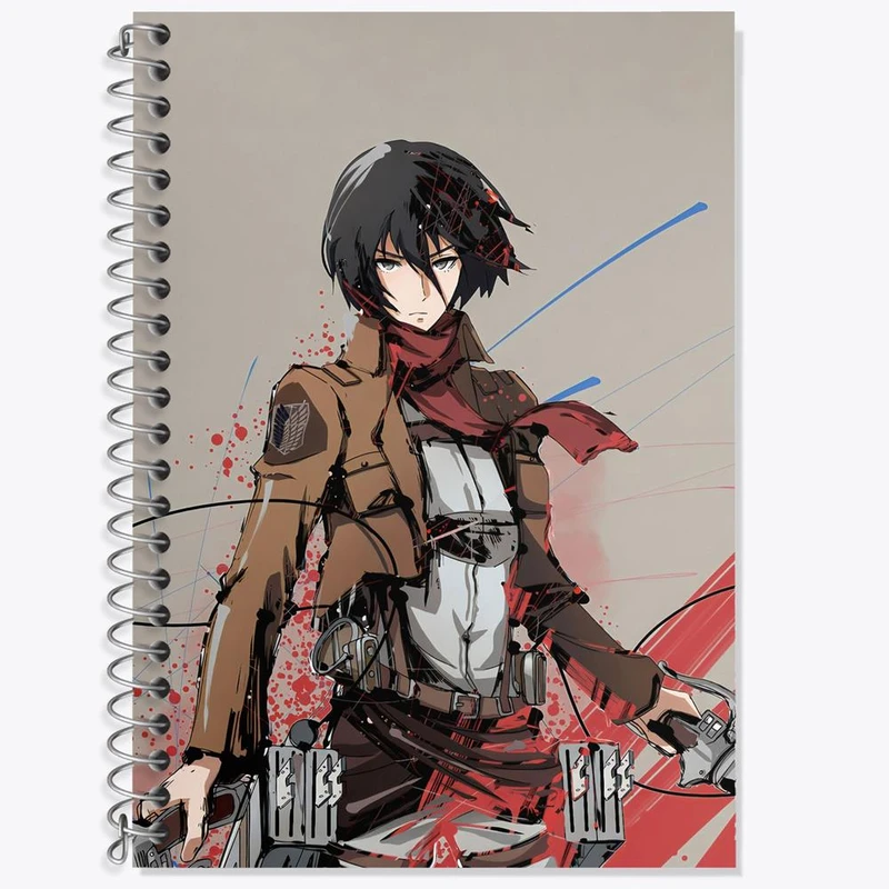 دفتر زبان 50 برگ خندالو مدل دو خط طرح میکاسا اکرمن انیمه اتک آن تایتان Attack on Titan کد 18545