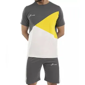 ست تی شرت و شلوارک مردانه مادر مدل triangle رنگ طوسی