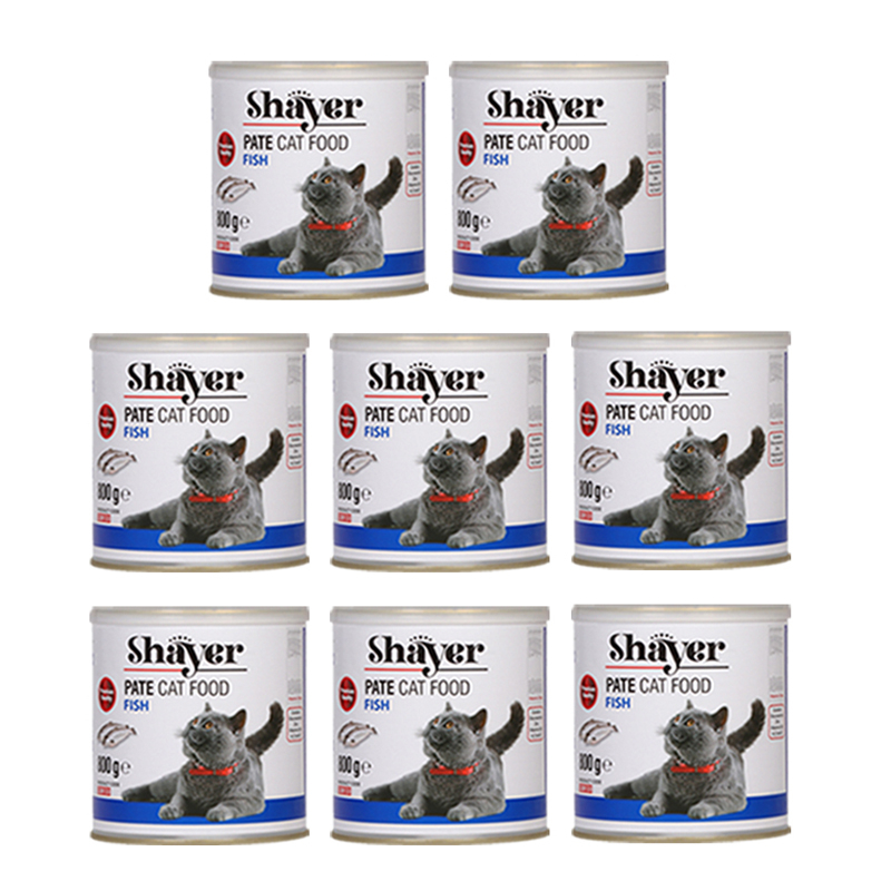 کنسرو گربه شایر مدل پته ماهی وزن 800 گرم بسته 8 عددی