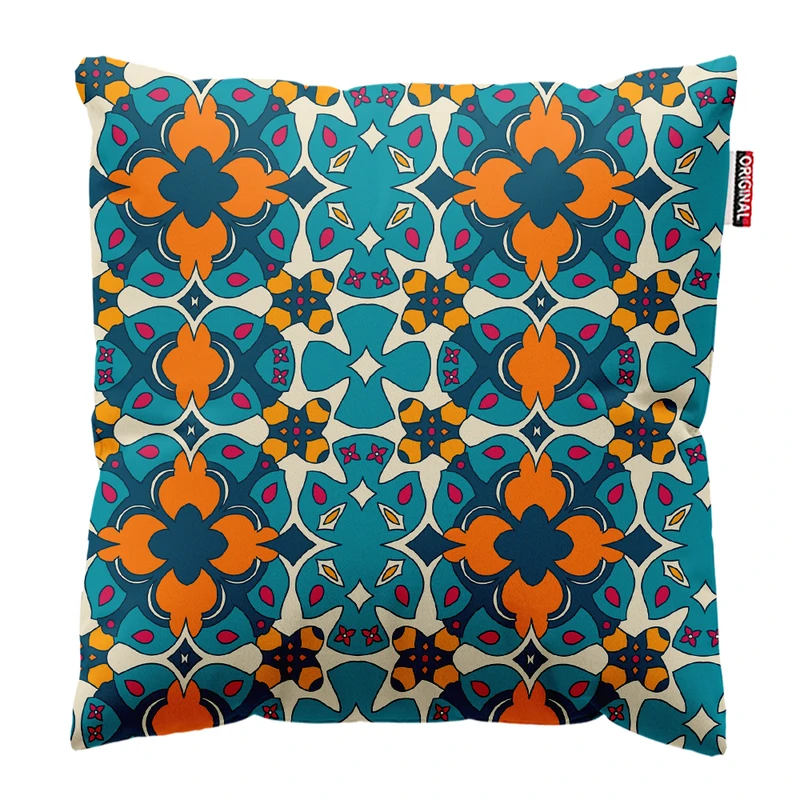 کوسن پاد آفرین مدل سنتی طرح گلیم فرش کد PK402198 سایز 40*40 سانتی متر