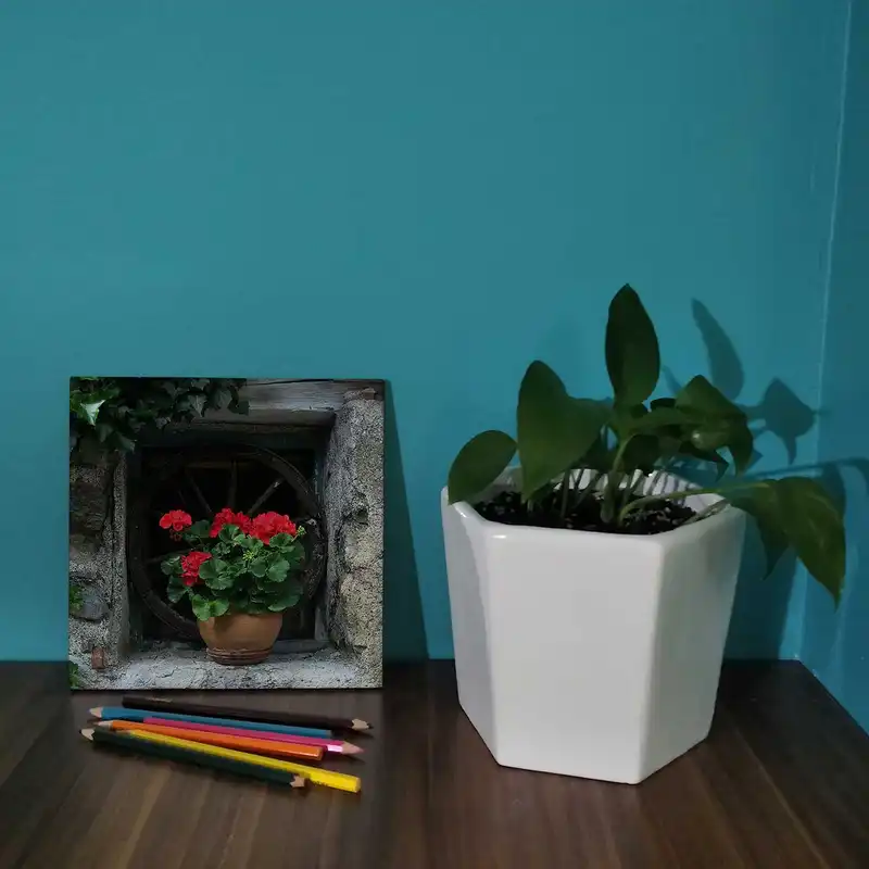 کاشی کارنیلا طرح گلدان شمعدانی کد wk320