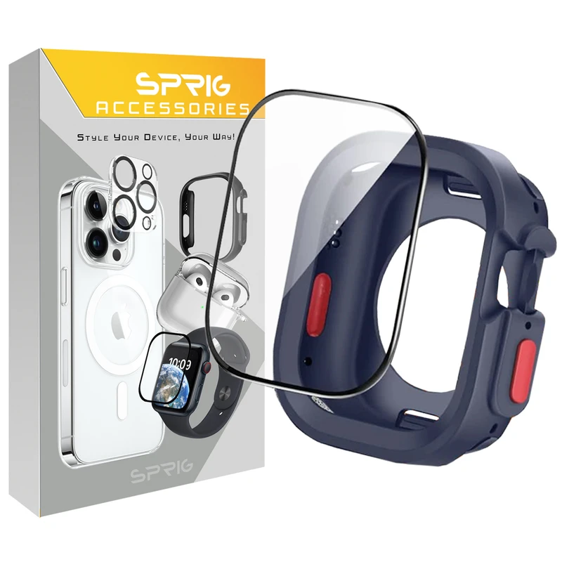 کاور اسپریگ مدل Amizze مناسب برای اپل واچ Series 7 45mm / Series 8 45mm / Series 9 45mm به همراه محافظ صفحه نمایش