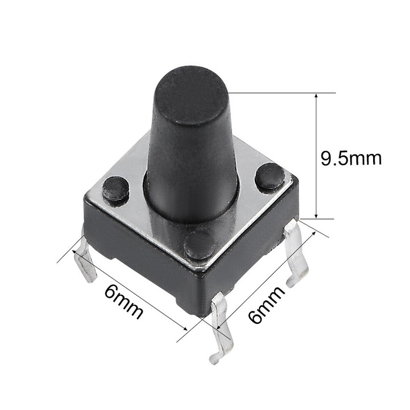 میکرو سوئیچ مدل Vertical-6×6×9.5-4P بسته 10 عددی میکرو سوئیچ مدل Vertical-6×6×9.5-4P بسته 10 عددی