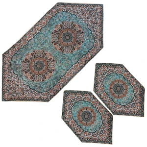 رومیزی ترمه طرح ترنج مدل SBZ/BI3/3 مجموعه 3 عددی
