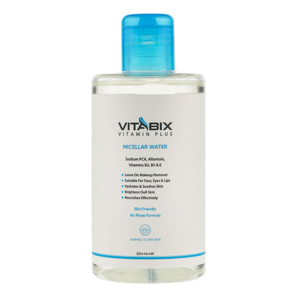 میسلار واتر روشن‌کننده پوست صورت ویتابیکس مدل Skin Friendly مناسب پوست‌های خشک و معمولی حجم 250 میلی لیتر