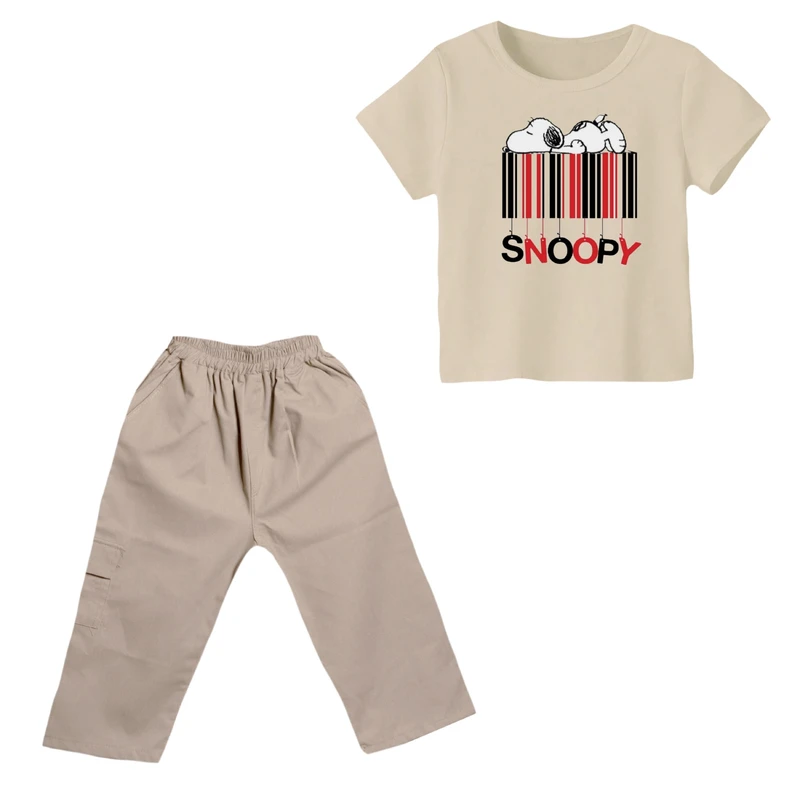 ست تی شرت و شلوارک پسرانه مدل اسنوپی کد ۶۴