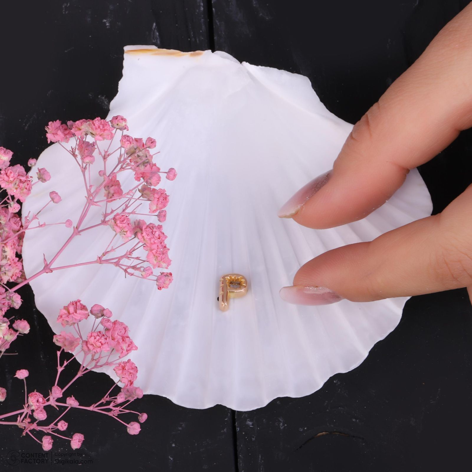 آویز گردنبند طلا 18 عیار زنانه حافا گلد طرح P کد a017 -  - 7