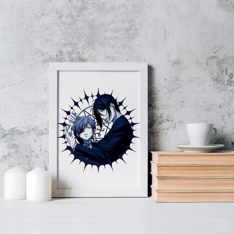 تابلو خندالو مدل سباستین و شیل انیمه خادم سیاه کد 16327