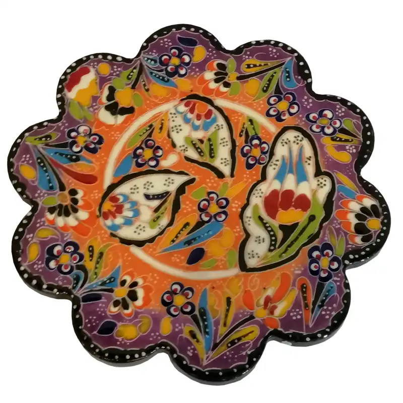 زیربشقابی میناکاری مدل نقش برجسته طرح کنگره ای کد 7521