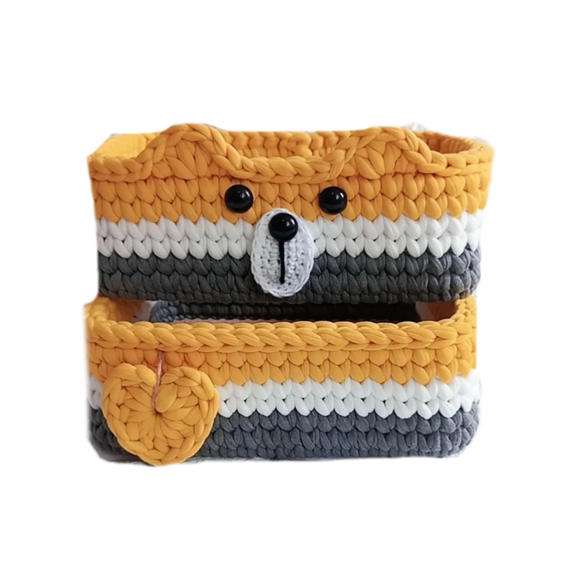 سبد قلاب بافی تریکو طرح خرسی کد 8 مجموعه 2 عددی