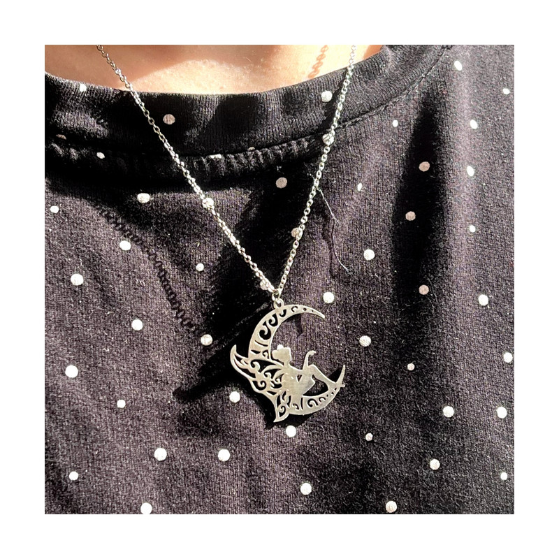 گردنبند زنانه مدل فرشته پری و ماه گردنبند زنانه مدل فرشته پری و ماه