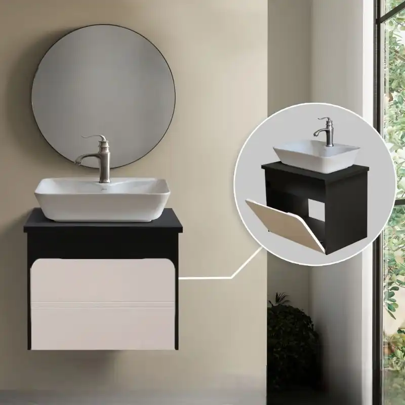 ست کابینت و روشویی بی اس سی مدل آذر کد 08 به همراه آینه باکس