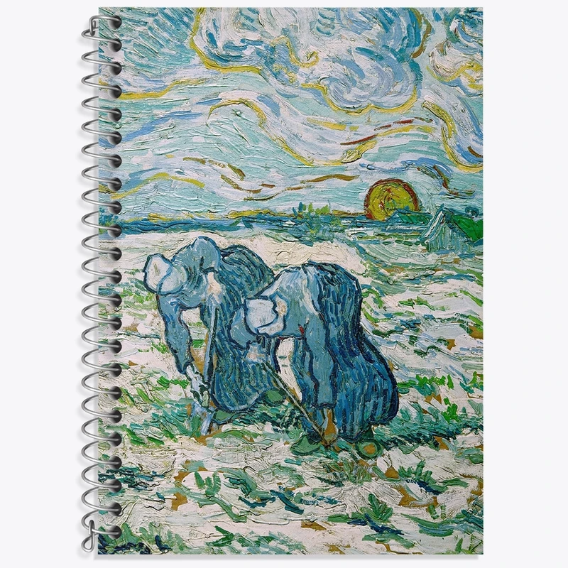 دفتر زبان 50 برگ خندالو مدل سه خط طرح ونسان ونگوگ (Van Gogh) کد 36829