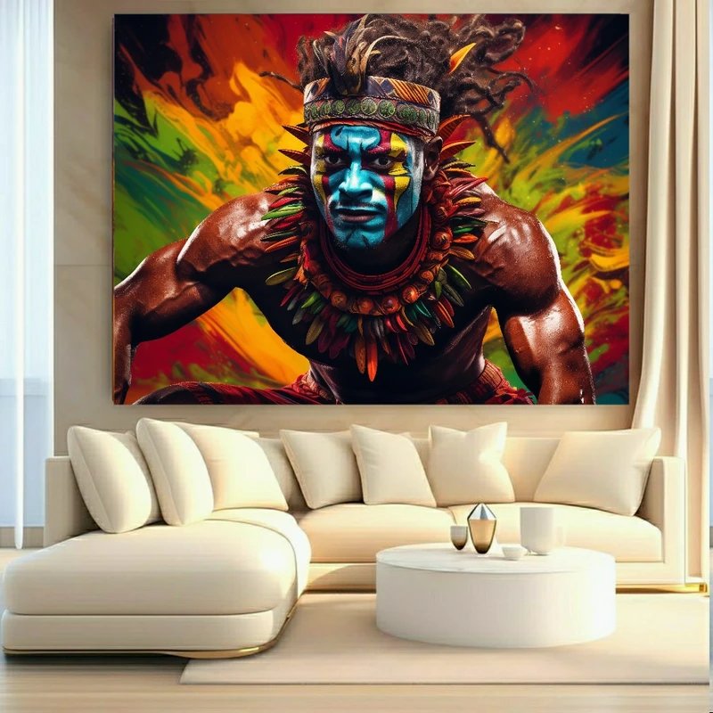 تابلو بوم طرح مخمل مرد آفریقایی مدل رنگارنگ کد BK24761