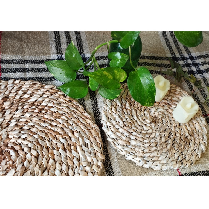زیر بشقابی حصیری مدل گندم مجموعه 2 عددی