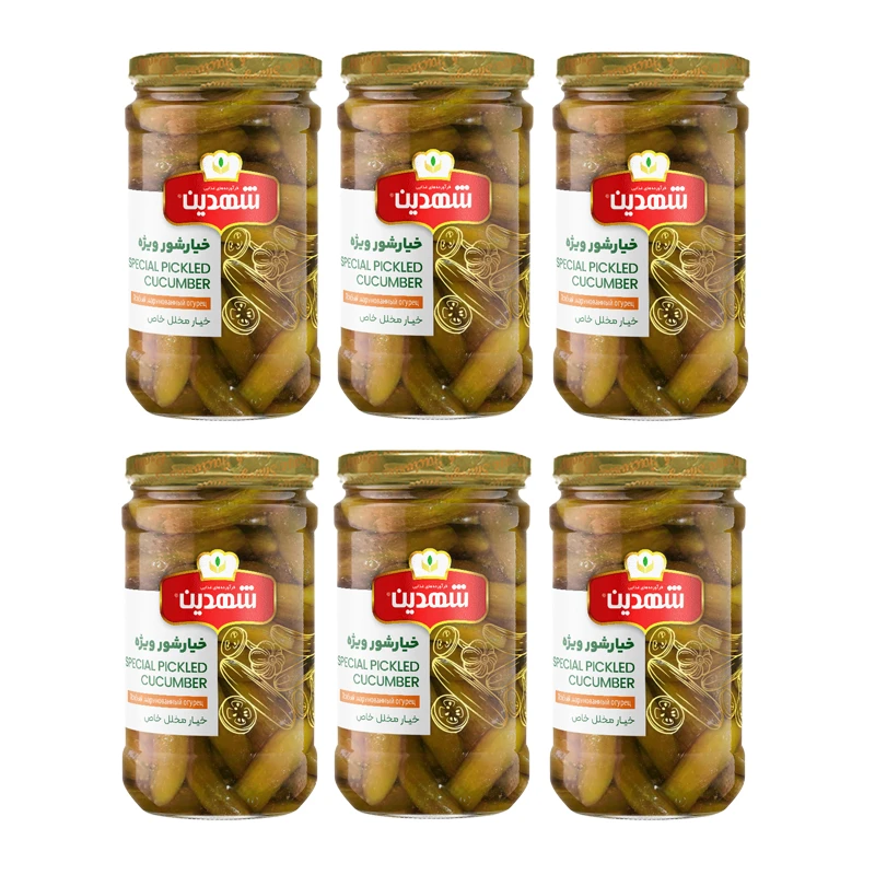  خیارشور ویژه سرکه‌ای شهدین - 660 گرم بسته 6 عددی