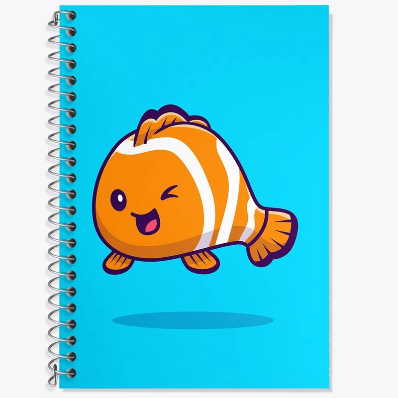 دفتر زبان 50 برگ خندالو مدل سه خط طرح حیوانات بامزه ماهی کد 29735