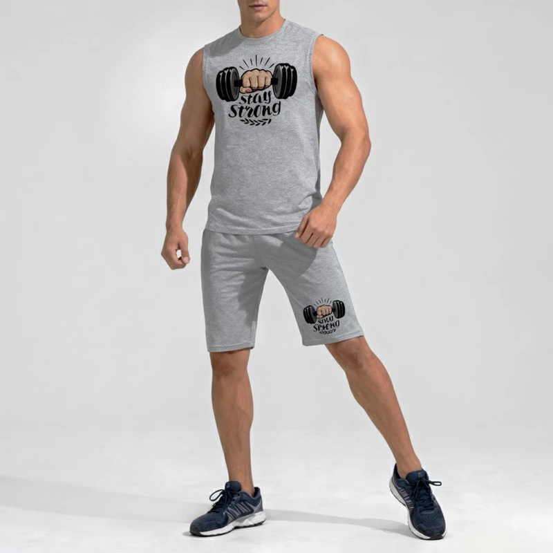 ست تاپ و شلوارک مردانه مدل بدنسازی  کد BA 5333 T